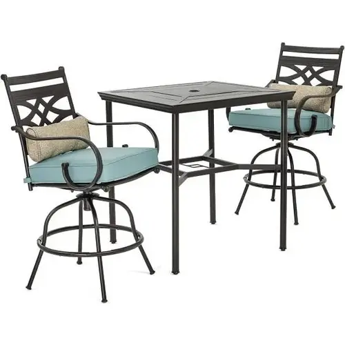 Montclair 3-Piece High-Dining Set In Ocean Blue 33" Square Table