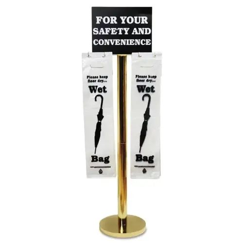 Wet Umbrella Bag Stand, 16w X 12d X 54-1/2h, Brass-Plated Metal