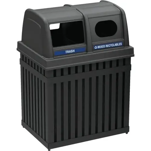 Archtec 50 Gallon Recycling Trash Receptacle W/ Decals (Black)