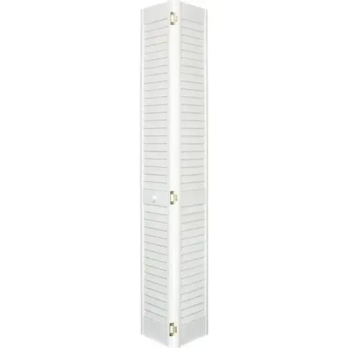 28 X 80 In. 2 In. Thick Louver/Louver Solid Wood Core Bi-Fold Door (Primed White) 28 X 80 In. 2 In. Thick Louver/Louver Solid Wood Core Bi-Fold Door (Primed White)