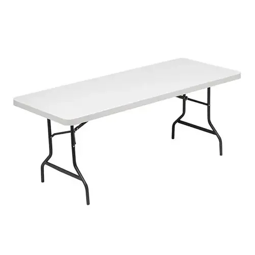 Gray Molded Plastic Top Folding Table 6 ft W