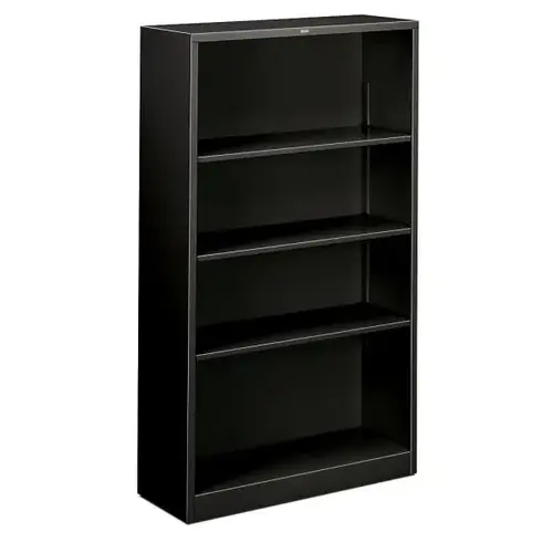 Brigade 4-Shelf Black Steel Bookcase