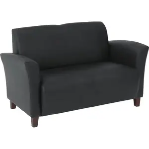 Office Star Products SL2272-EC3 Furniture Breeze - Black Eco Leather Loveseat