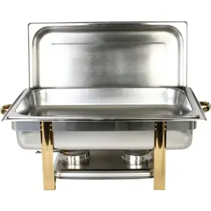 Thunder Group SLRCF0833GH 8 Quart Gold Accented Oblong Chafer
