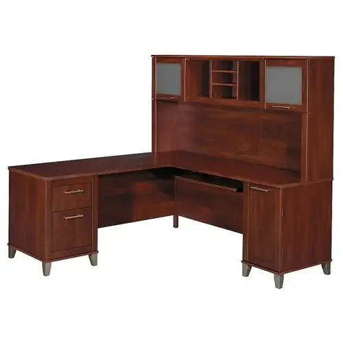 Furniture Somerset Hansen Cherry L-Shaped Desk With Hutch