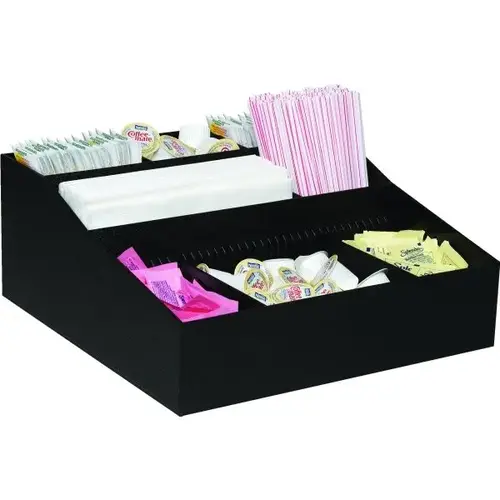 Lobby Coffee Condiment Organizer Black Plastic