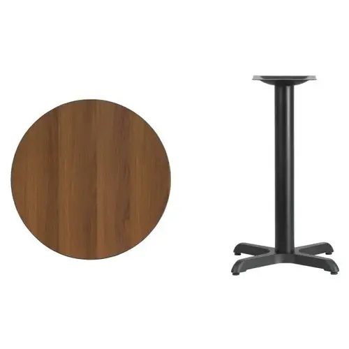 24" Round Walnut Laminate Table Top With 22" X 22" Table Height Base 24" Round Walnut Laminate Table Top With 22" X 22" Table Height Base