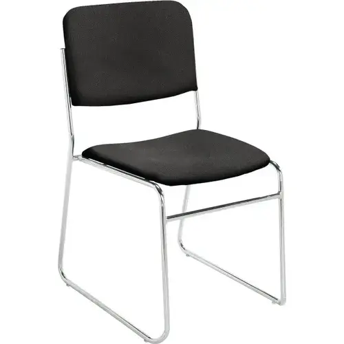 Fabric Sled Based Stack Chairs Black Seat/Chrome Frame Fabric Sled Based Stack Chairs Black Seat/Chrome Frame