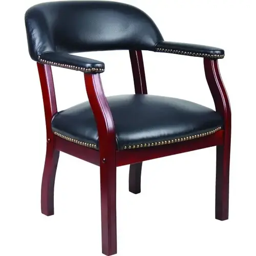 Mahogany Captain'S Guest Armchair, Black