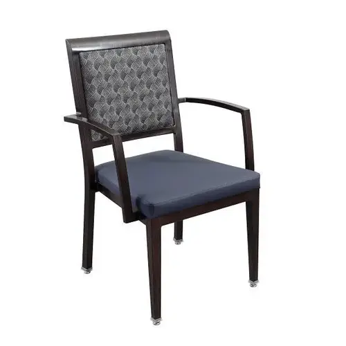 Dining Armchair Blue Seat Square Back