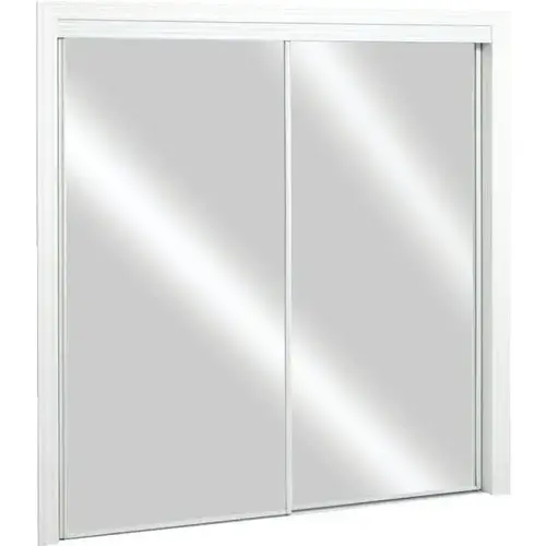 60" X 80" White Framed Mirror Closet Door, 120 Series
