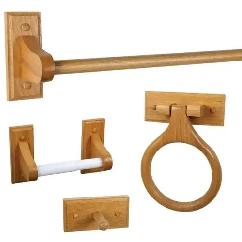 Dalton 4-Piece Bathroom Kit, Honey Oak Finish Wood Dalton 4-Piece Bathroom Kit, Honey Oak Finish Wood