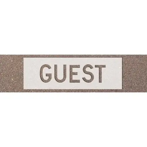 Stock Complete Word Parking Stencil - Guest, 10 Letters Stock Complete Word Parking Stencil - Guest, 10 Letters