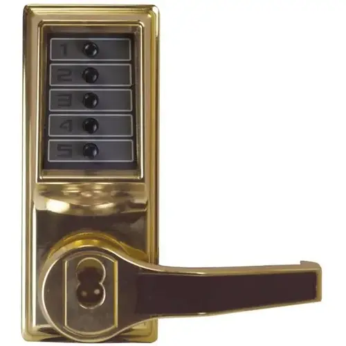 Cylindrical Lever Lock, Combination Entry, Key Override, Bright Brass Cylindrical Lever Lock, Combination Entry, Key Override, Bright Brass