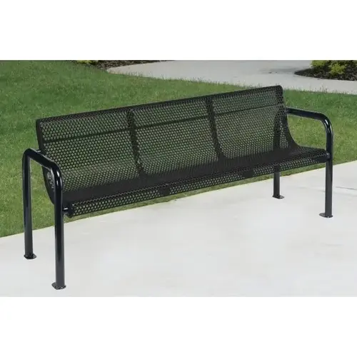 Portable/Surface Mount Contour Bench, Black Galvanized Steel, 4 ft
