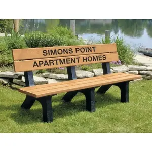 Plastic Recycling 560CE-ENGRAVED Rock Island Personalized Bench, Cedar Recycled Plastic