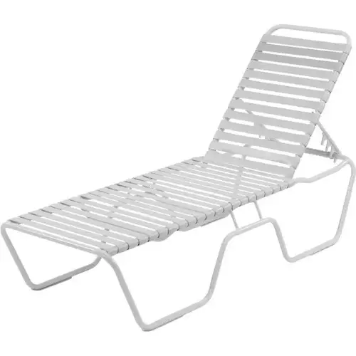 Country Club Strap Stackable Chaise, White