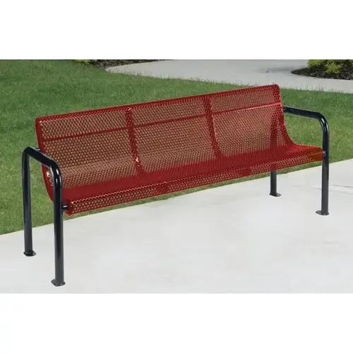 Portable/Surface Mount Contour Bench, Red Galvanized Steel, 6 ft