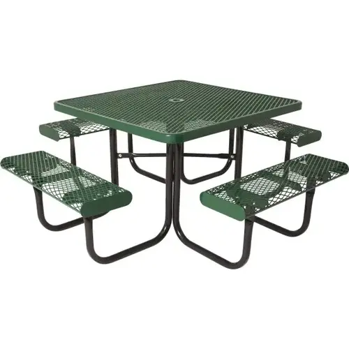 Square Table, Green Thermoplastic Coated Expanded Steel, 78# Square Square Table, Green Thermoplastic Coated Expanded Steel, 78# Square