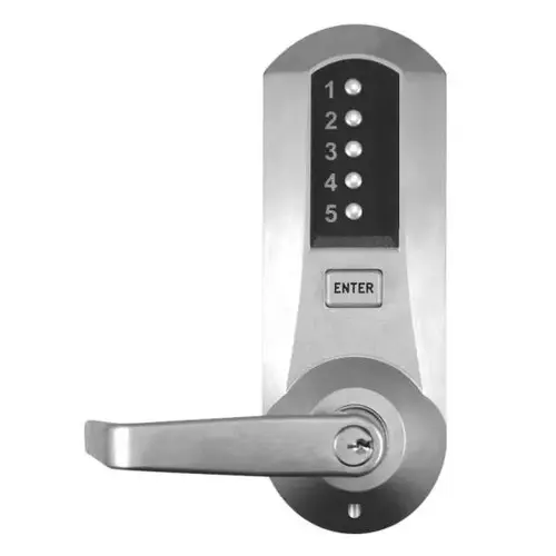 Cylindrical Combination Lever Lock, C Keyway, Satin Chrome Cylindrical Combination Lever Lock, C Keyway, Satin Chrome
