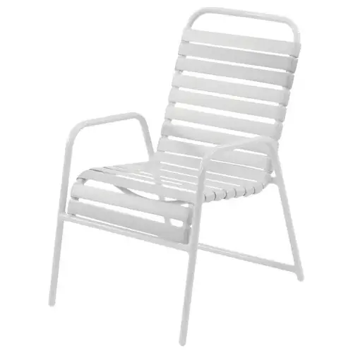 Country Club Strap Stackable Chair, White
