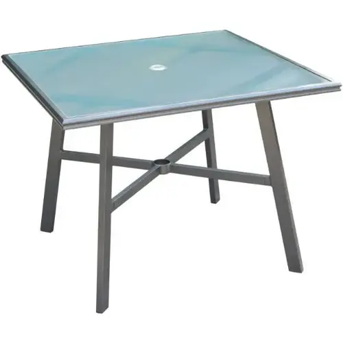 Commercial Aluminum 38" Square Glass Top Table Gunmetal Commercial Aluminum 38" Square Glass Top Table Gunmetal