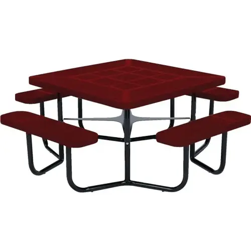 6 ft Square Picnic Bench, Thermoplastic Coated Steel - Burgundy 6 ft Square Picnic Bench, Thermoplastic Coated Steel - Burgundy