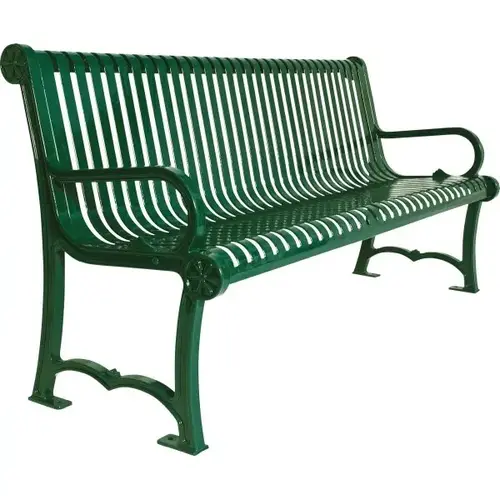 6 ft Rendezvous Park Bench, Thermoplastic Coated Steel, Dual Mountability - Green