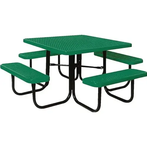 46" Square Expanded Metal Table - Green/Black Frame
