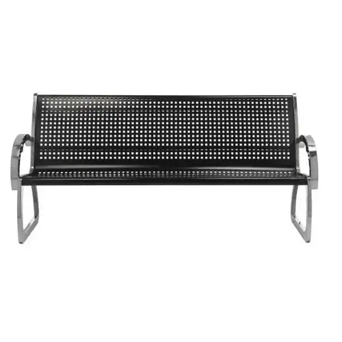 Skyline Black/Stainless Steel 6 Foot Bench W/ Backrest Skyline Black/Stainless Steel 6 Foot Bench W/ Backrest