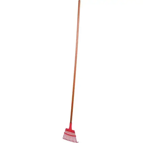 8" Shrub Rake, Tempered Spring Steel Head, Fixed Tines, 54" Wood Handle