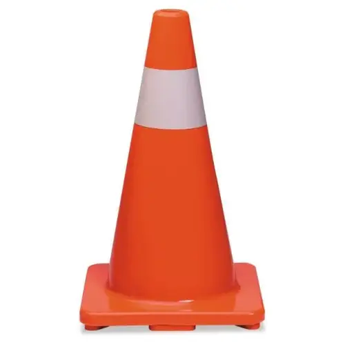 Traffic Cone, 18h X 10w X 10d, Orange/Silver