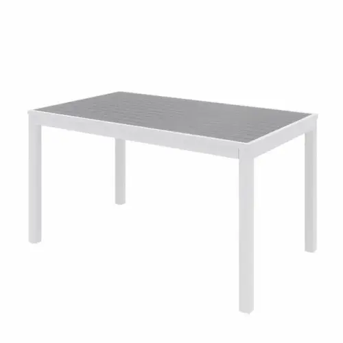 Eveleen Series 32 X 55" Outdoor Cafe Table, White Frame, Gray Seat Eveleen Series 32 X 55" Outdoor Cafe Table, White Frame, Gray Seat