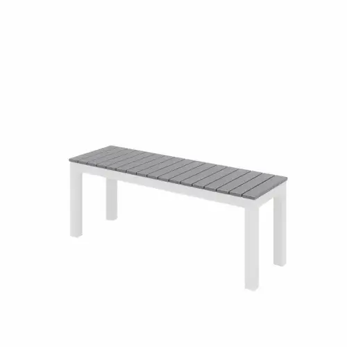 Eveleen Series Outdoor Bench, White Frame, Gray Seat Eveleen Series Outdoor Bench, White Frame, Gray Seat