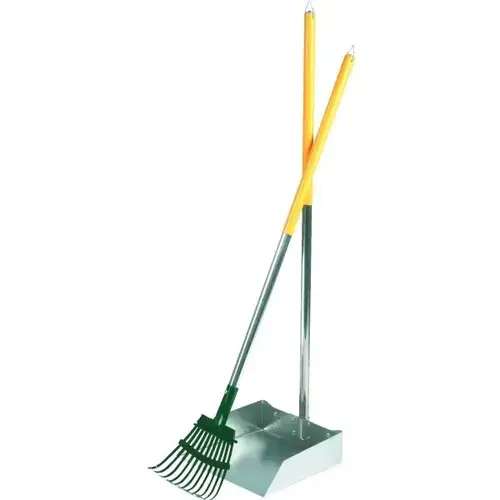 Pooper Scooper Rake And Shovel Pan Set 36" Handle Reduces Bending Pooper Scooper Rake And Shovel Pan Set 36" Handle Reduces Bending