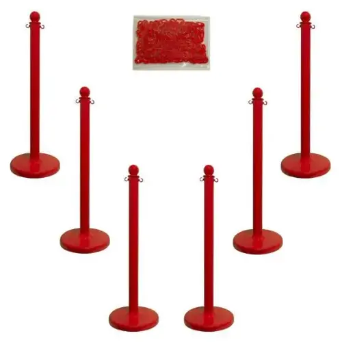 Red Medium Duty Stanchion And Chain Kit