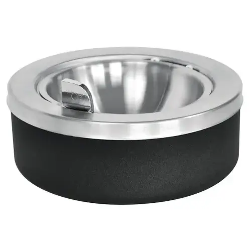 Self-Closing Tabletop Ashtray W/ Flip Top (Black/Stainless Steel)