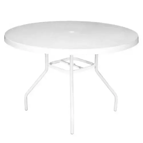 White Frame 42" Round Table W/ White Fiberglass Top Min Qty 2