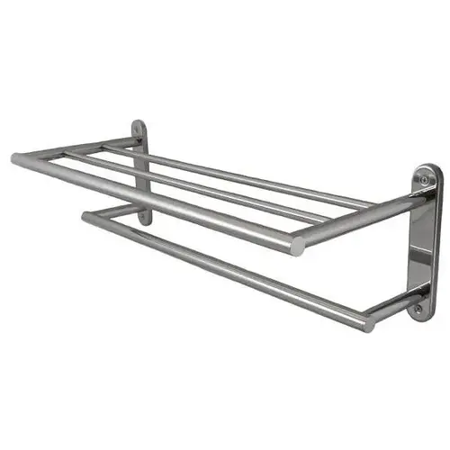Manor Round Towel Shelf 24" With Bar Ss Stainless Steel Manor Round Towel Shelf 24" With Bar Ss Stainless Steel