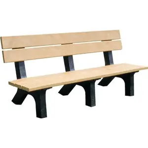 Plastic Recycling 560CE Rock Island Bench, Cedar With Black Legs, Recycled Plastic, 6 ft