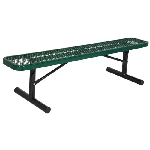 6 ft Park Bench With Out Back, 2" X 12" Planks, Green Planks/Black Frame
