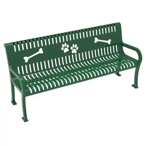 By Ultrasite Pooch Perch Bench With Laser Cut Paw/Bone, Green
