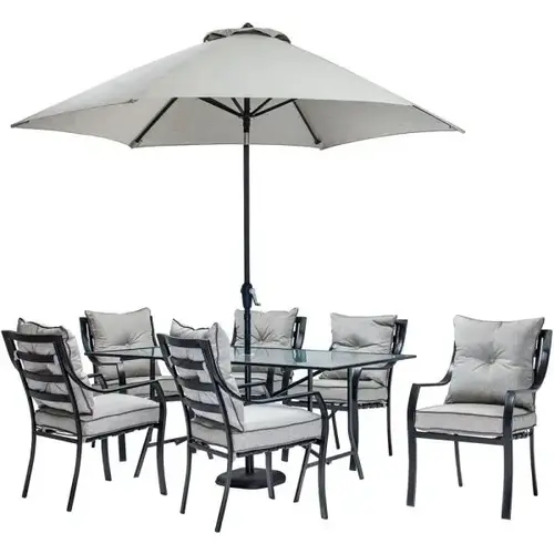 Lavallette 7 Piece Steel Outdoor Patio Dining Set Silver Lining
