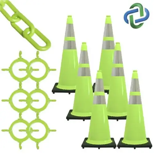 28 Safety Green Reflective Traffic Cone And Chain Kit 28 Safety Green Reflective Traffic Cone And Chain Kit