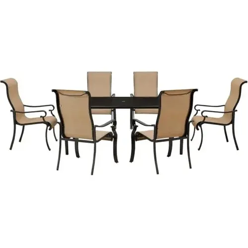 Brigantine 7 Piece Rust Free Aluminum Outdoor Patio Dining Set Harvest Wheat