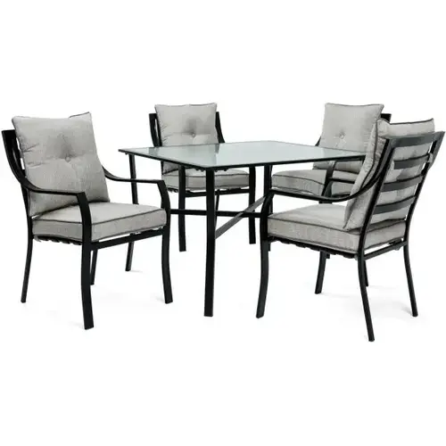 Lavallette 5 Piece Steel Outdoor Patio Dining Set Black
