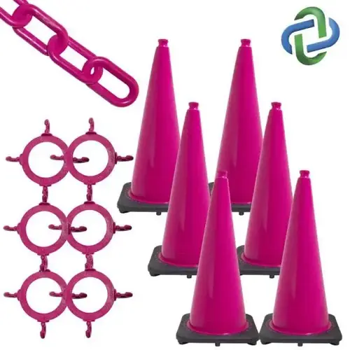 28 Safety Pink Traffic Cone And Chain Kit 28 Safety Pink Traffic Cone And Chain Kit