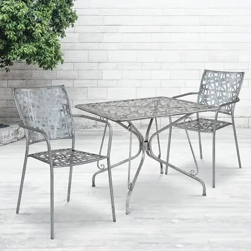 Light Gray Round Metal Outdoor Bistro Table Light Gray Round Metal Outdoor Bistro Table