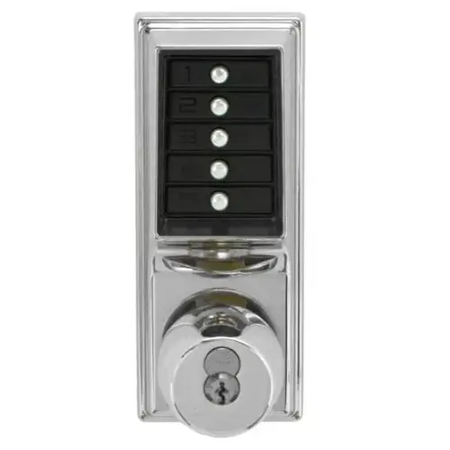 Cylindrical Knob Lock, Combination Entry, Key Override, Bright Chrome Cylindrical Knob Lock, Combination Entry, Key Override, Bright Chrome