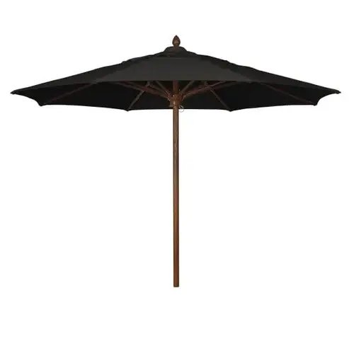 Augusta Black Marine Umbrella With Teak Pole 9 ft Augusta Black Marine Umbrella With Teak Pole 9 ft